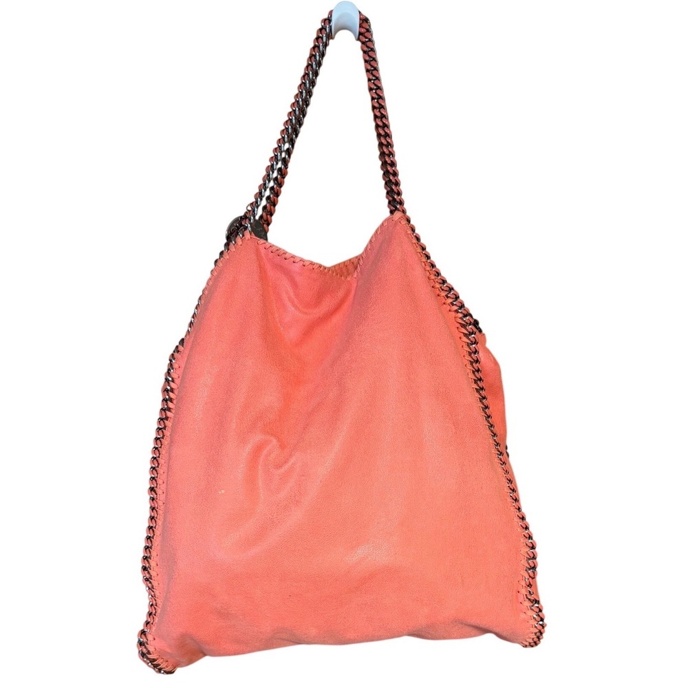 Stella McCartney Falabella Fold-Over Tote Coral Orange Vegan Chain‎ Bag Large
